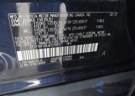 2020 Toyota Rav4 Xle from USA, damaged, VIN 2T3P1RFV0LW131867
